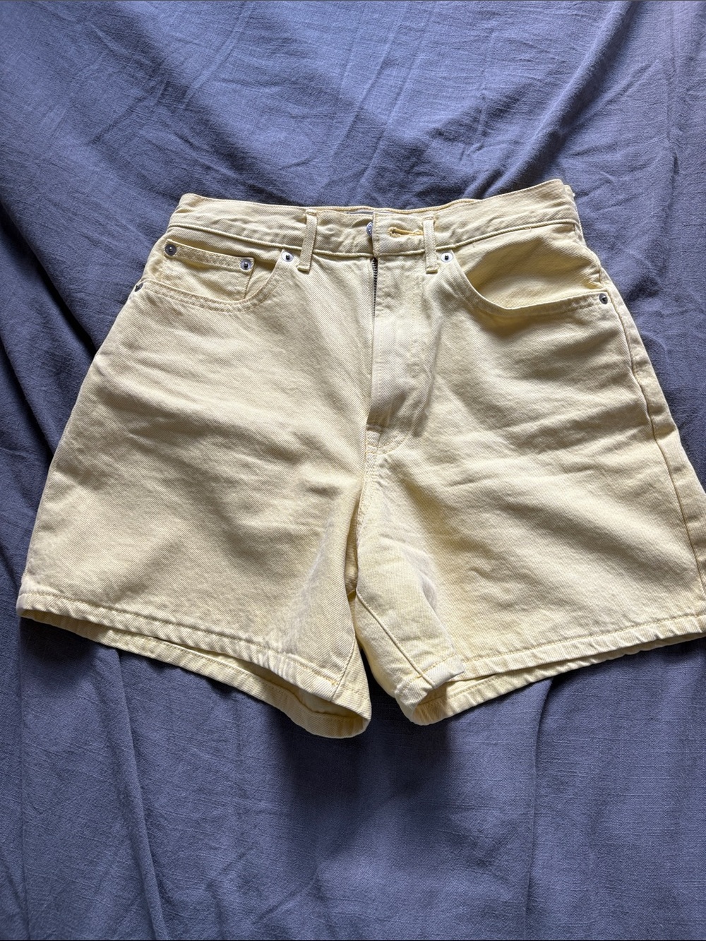 Everlane Pale Yellow High-Rise Jean Shorts
